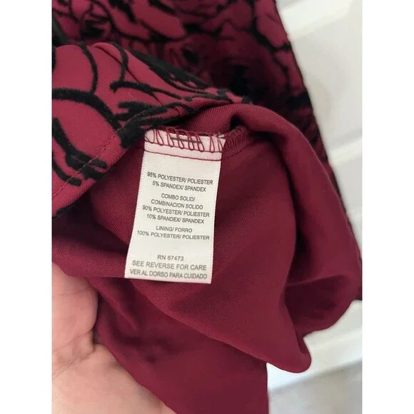 Gabby Skye Dress Size 4 Dark Pink With Velvet Floral Pattern Whimsy Goth - Picture 7 of 9